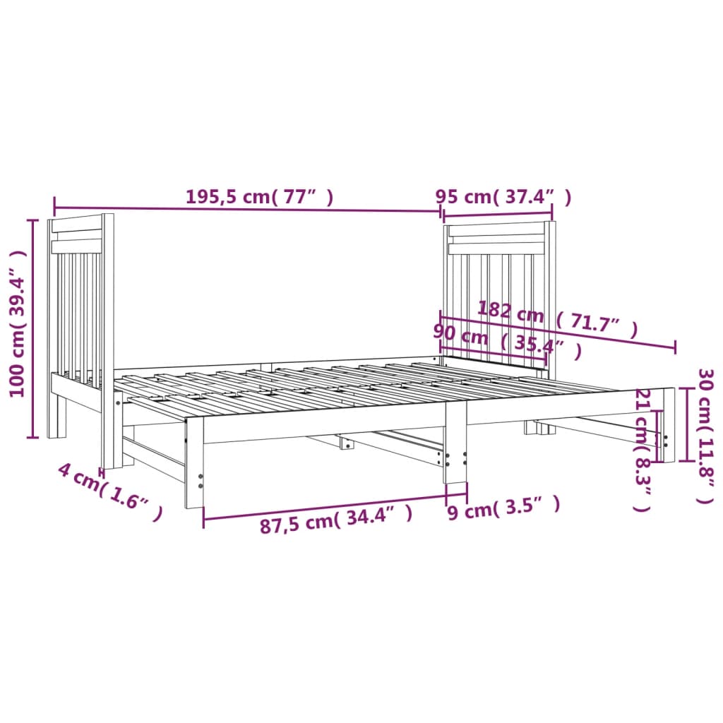 vidaXL Sofá cama extraíble sin colchón blanco 2x(90x190) cm