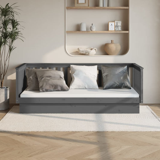 vidaXL Sofá cama sin colchón madera maciza de pino gris 80x200 cm