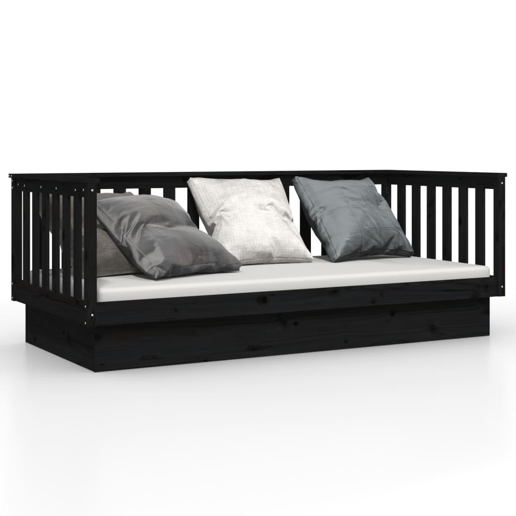 vidaXL Sofá cama sin colchón madera maciza de pino negro 80x200 cm