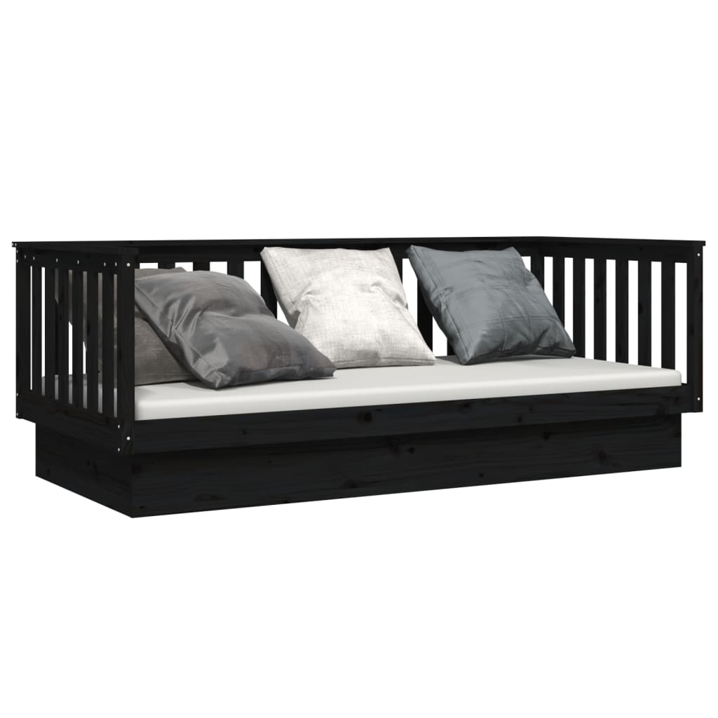 vidaXL Sofá cama sin colchón madera maciza de pino negro 80x200 cm