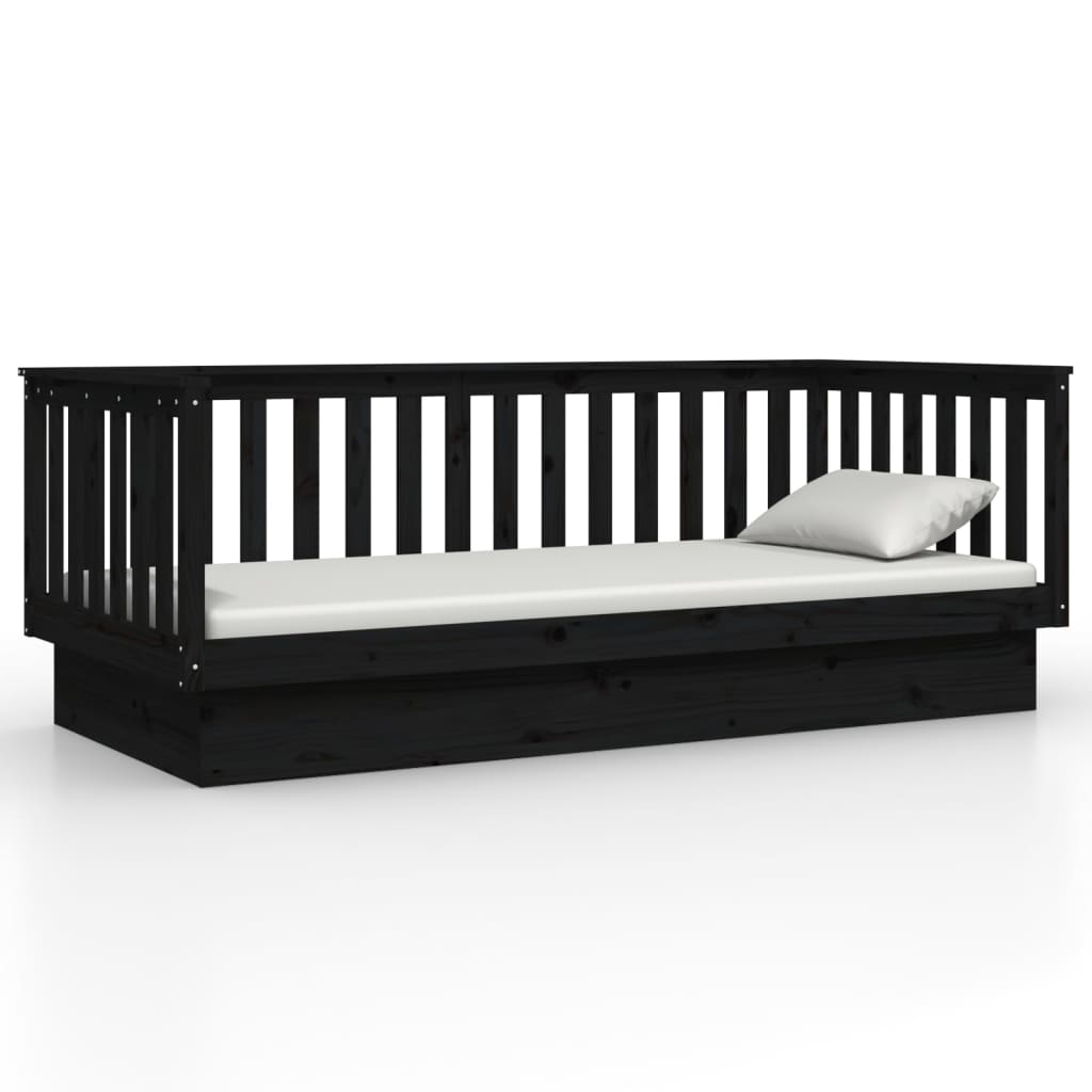 vidaXL Sofá cama sin colchón madera maciza de pino negro 80x200 cm