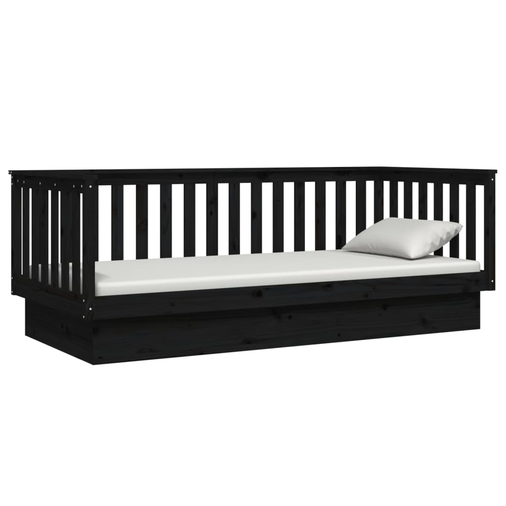 vidaXL Sofá cama sin colchón madera maciza de pino negro 80x200 cm