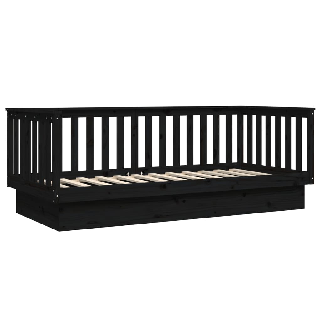 vidaXL Sofá cama sin colchón madera maciza de pino negro 80x200 cm