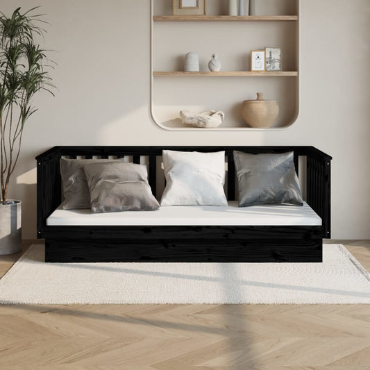 vidaXL Sofá cama sin colchón madera maciza de pino negro 80x200 cm