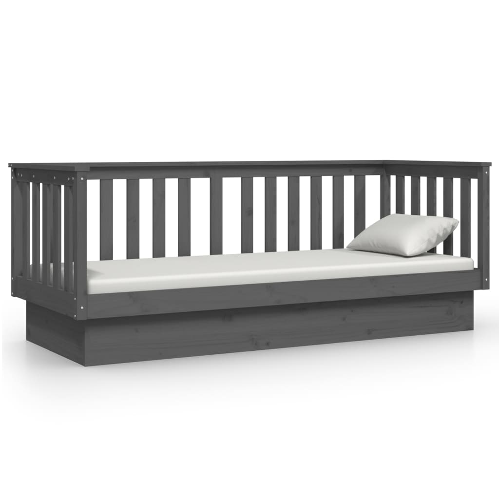 vidaXL Sofá cama madera maciza de pino gris 75x190 cm