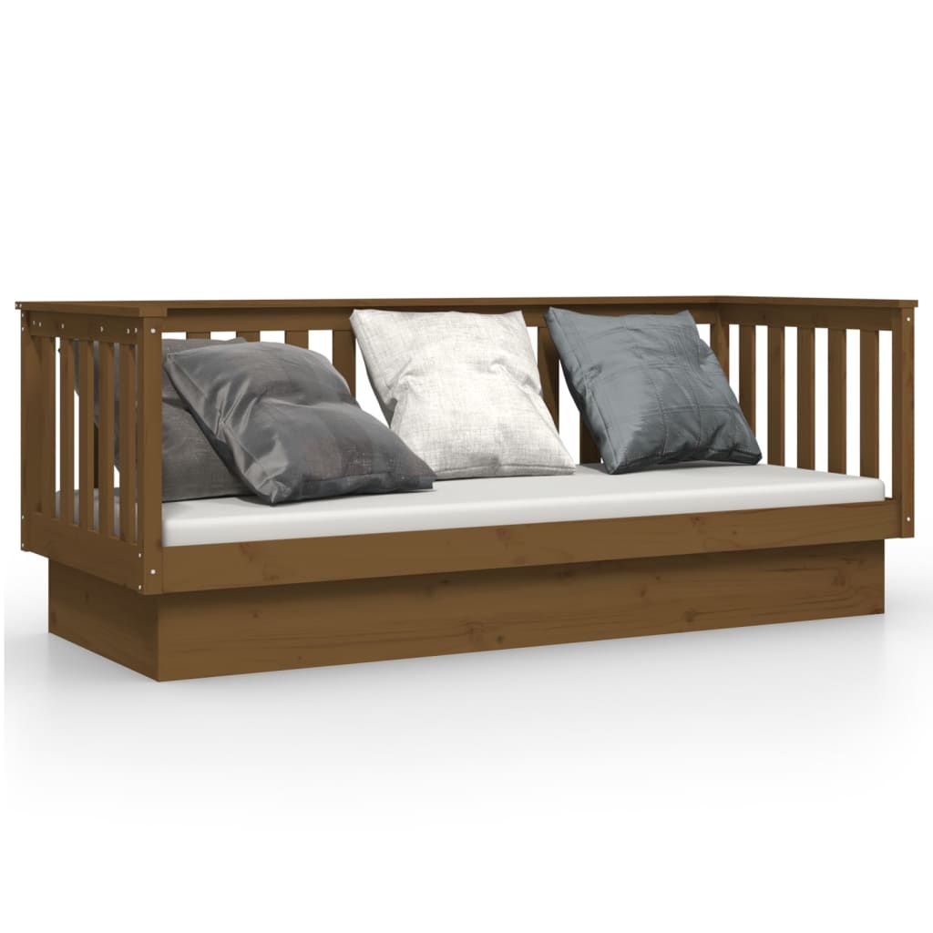 vidaXL Sofá cama de madera maciza de pino marrón miel 75x190 cm