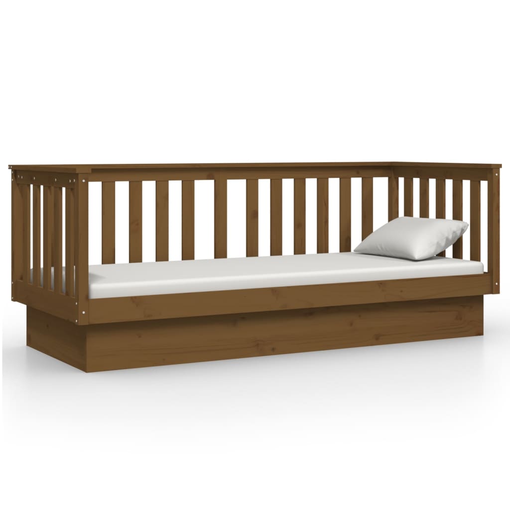 vidaXL Sofá cama de madera maciza de pino marrón miel 75x190 cm