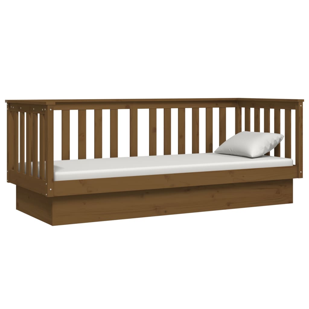 vidaXL Sofá cama de madera maciza de pino marrón miel 75x190 cm