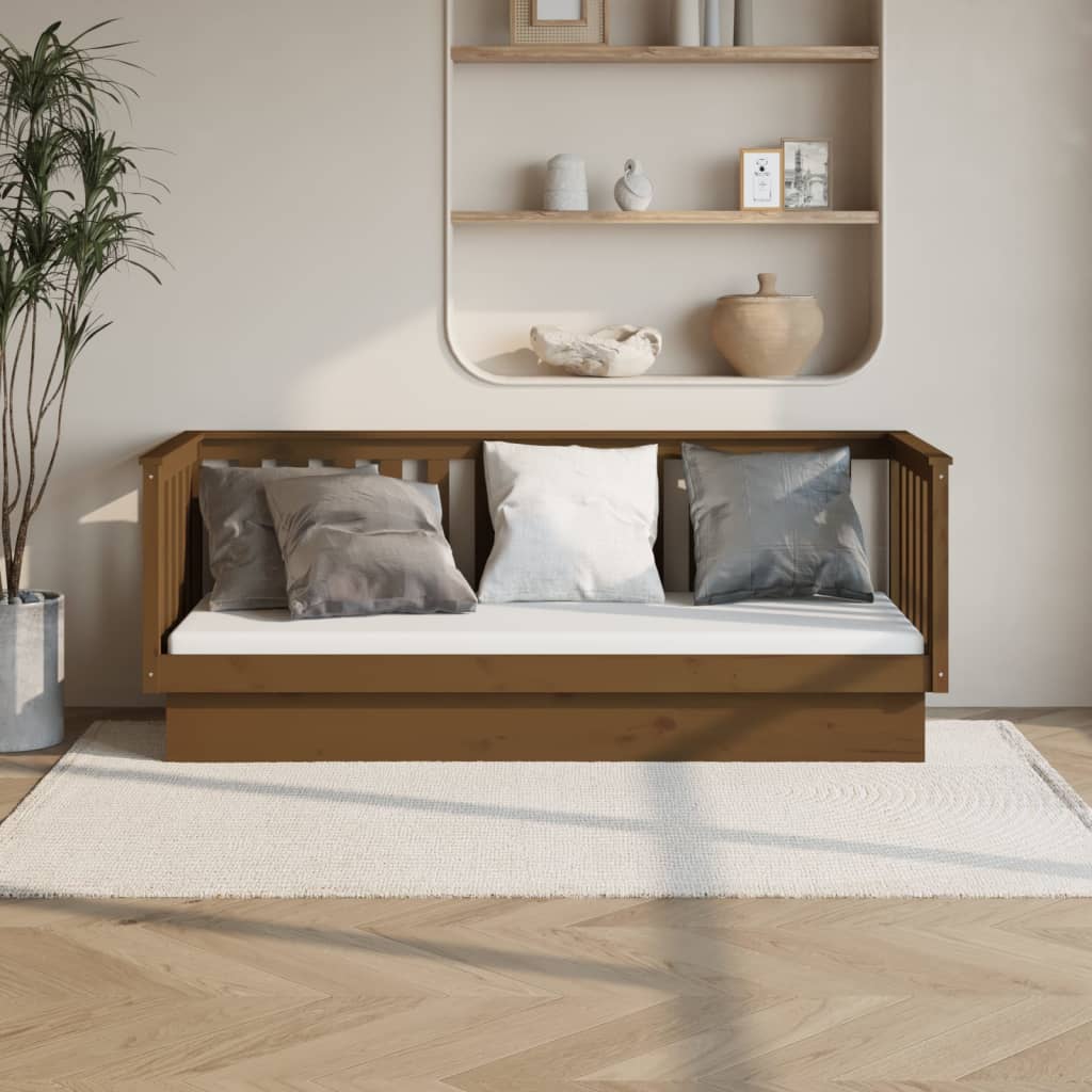 vidaXL Sofá cama de madera maciza de pino marrón miel 75x190 cm