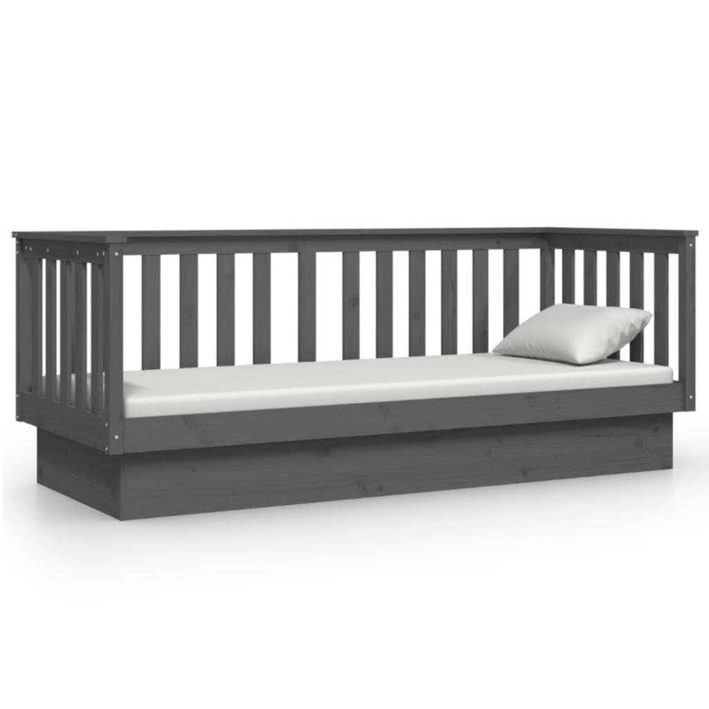 vidaXL Sofá cama sin colchón madera maciza de pino gris 90x190 cm