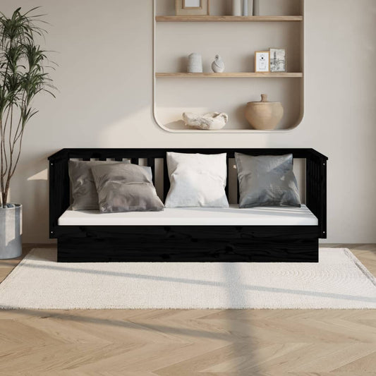 vidaXL Sofá cama sin colchón madera maciza de pino negro 90x190 cm