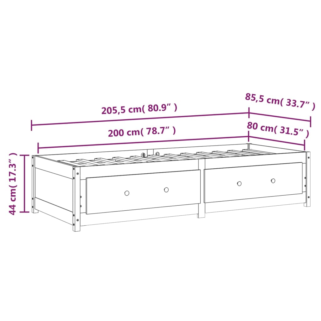 vidaXL Sofá cama sin colchón madera maciza pino marrón miel 80x200 cm