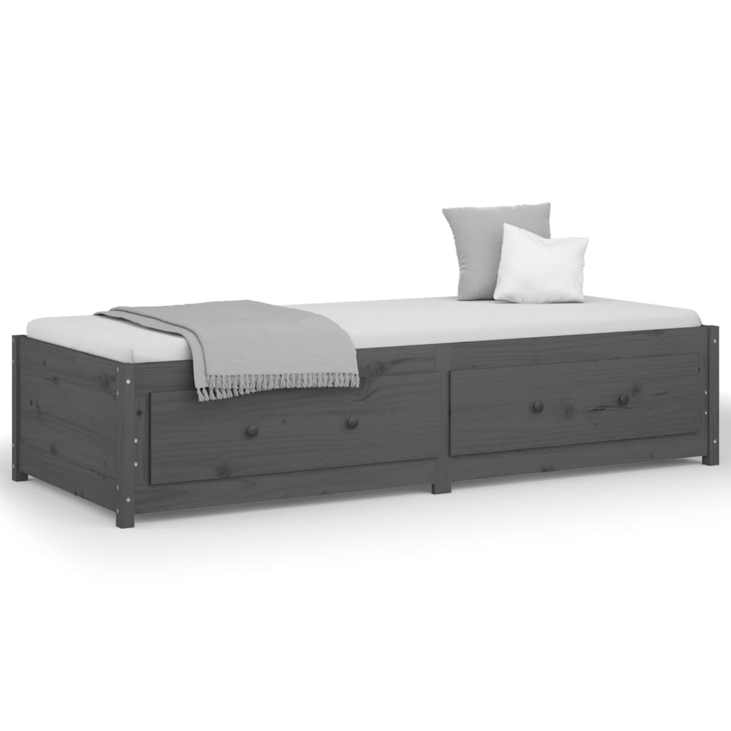 vidaXL Sofá cama madera maciza de pino gris 90x200 cm