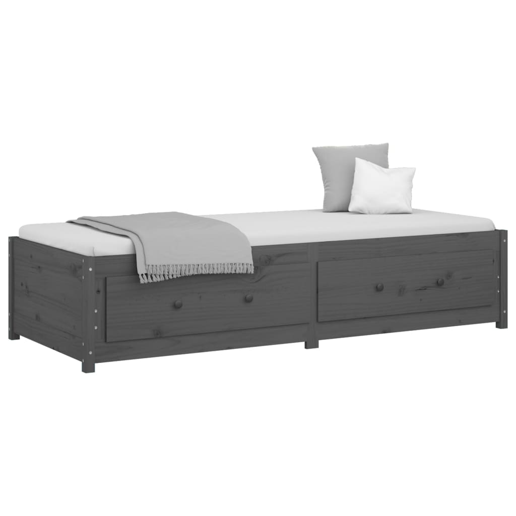 vidaXL Sofá cama madera maciza de pino gris 90x200 cm