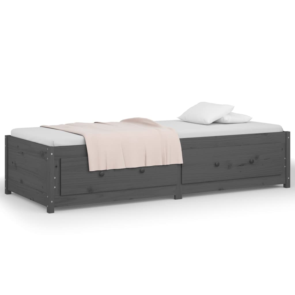 vidaXL Sofá cama madera maciza de pino gris 90x200 cm