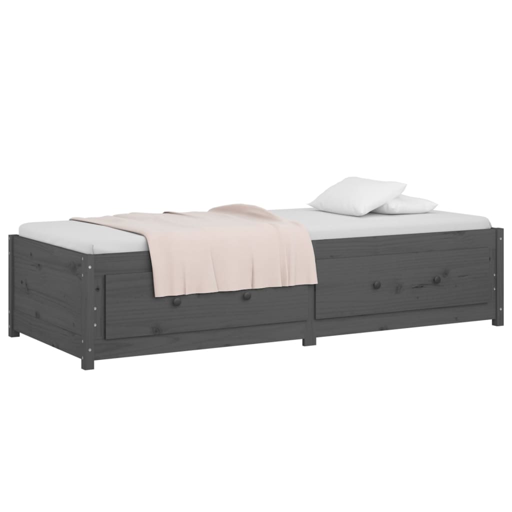 vidaXL Sofá cama madera maciza de pino gris 90x200 cm