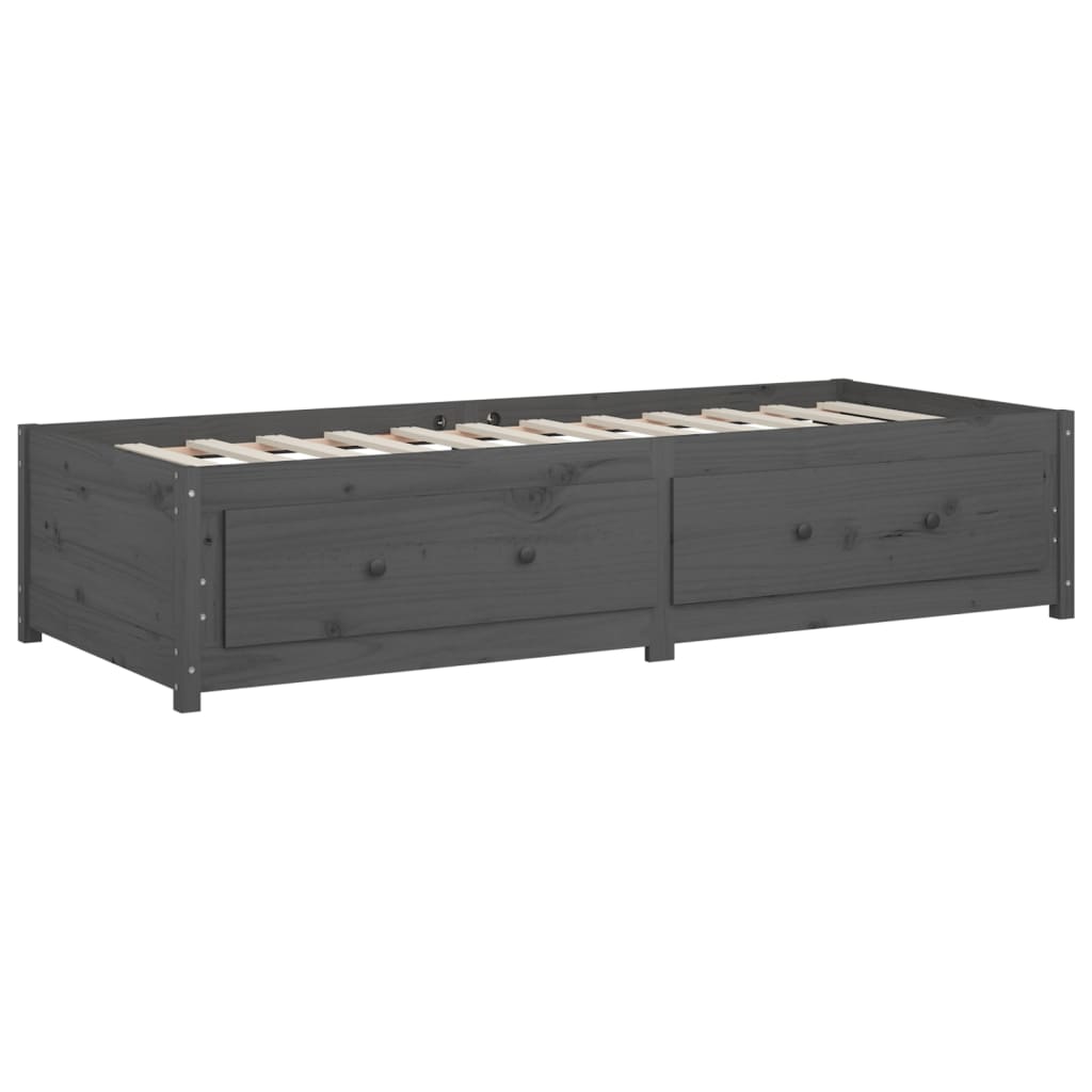 vidaXL Sofá cama madera maciza de pino gris 90x200 cm