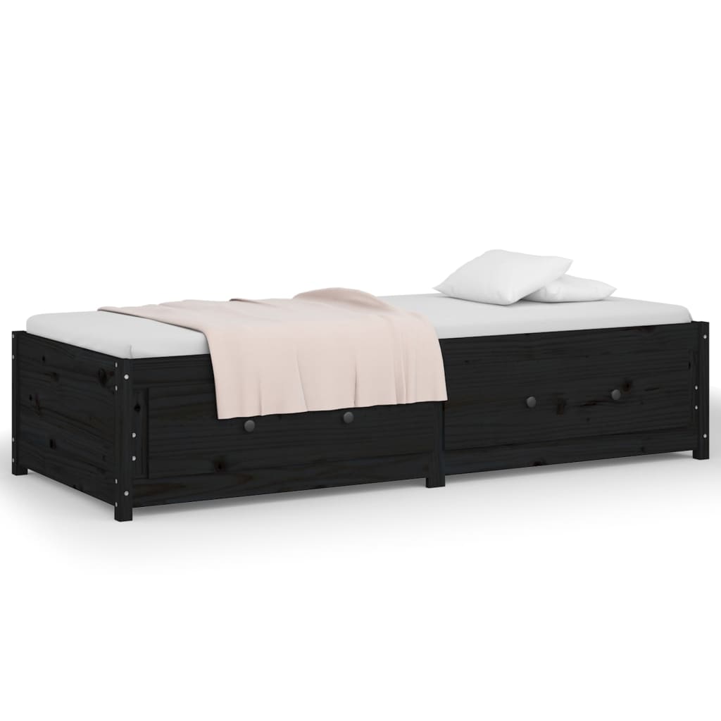 vidaXL Sofá cama de madera maciza de pino negro 75x190 cm