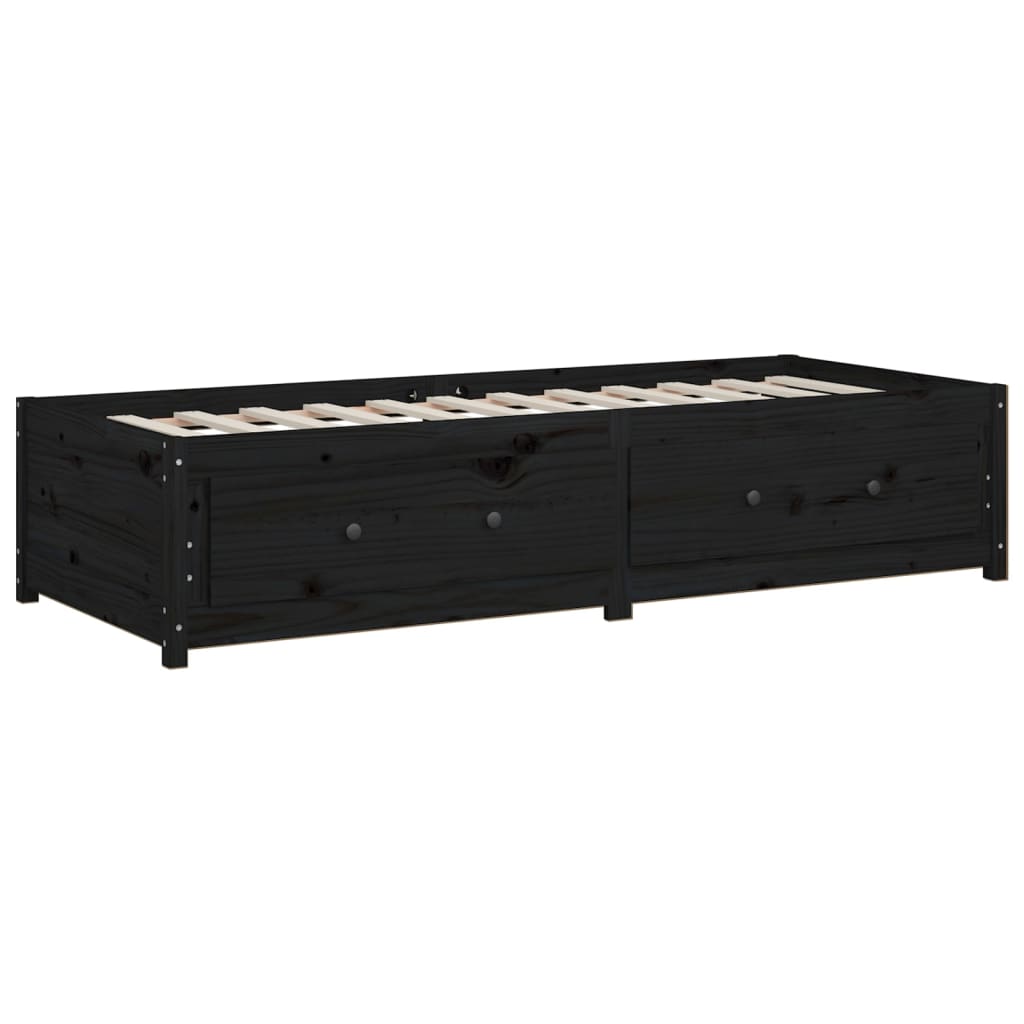 vidaXL Sofá cama de madera maciza de pino negro 75x190 cm