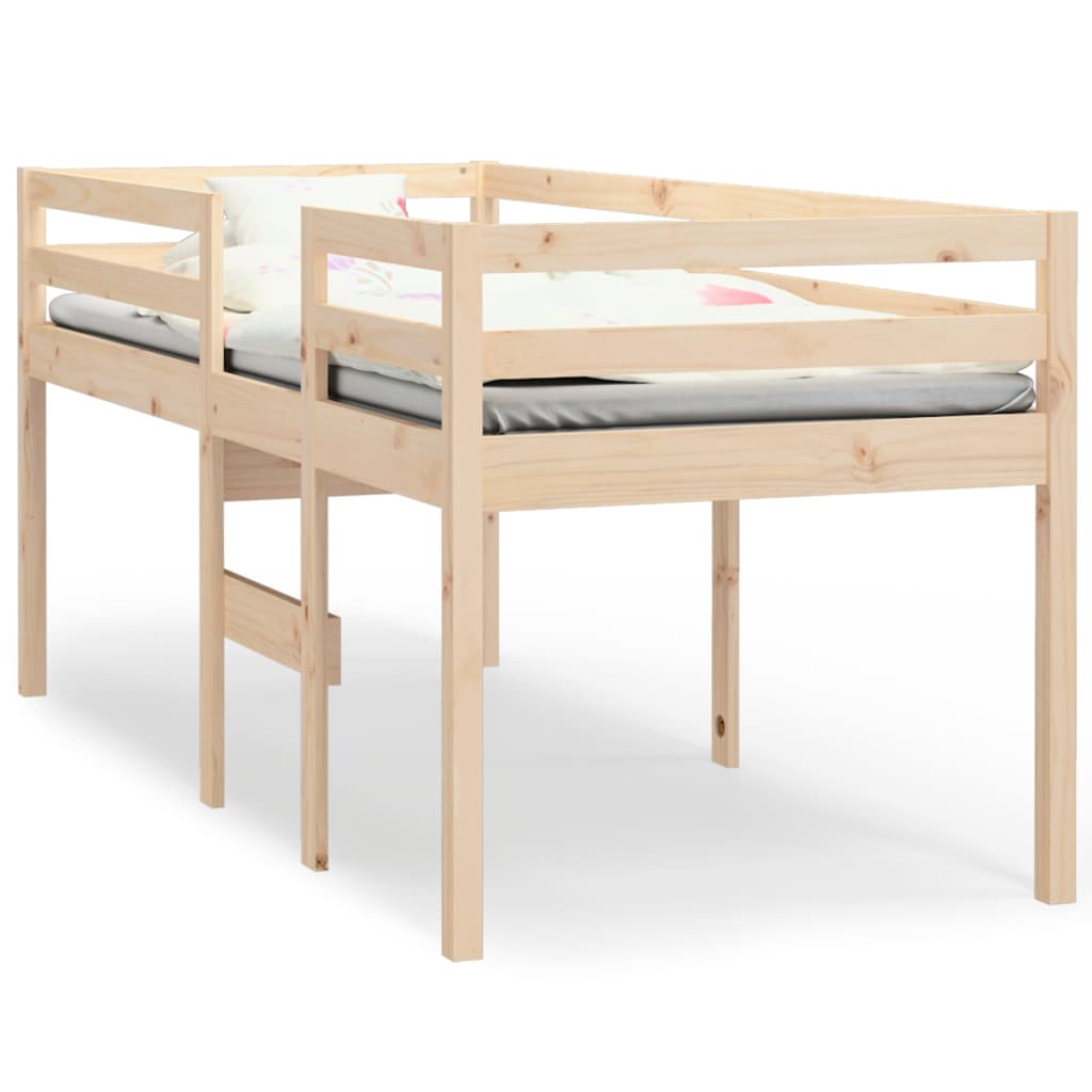 vidaXL Cama alta madera maciza de pino 75x190 cm