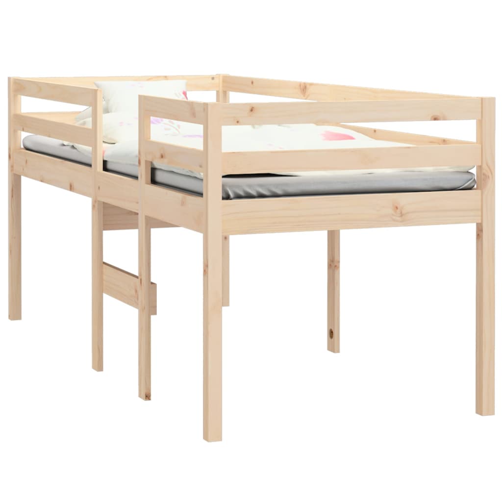 vidaXL Cama alta madera maciza de pino 75x190 cm