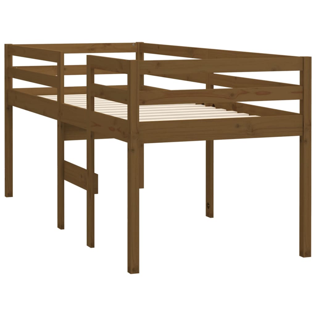 vidaXL Cama alta madera maciza pino marrón miel 75x190 cm