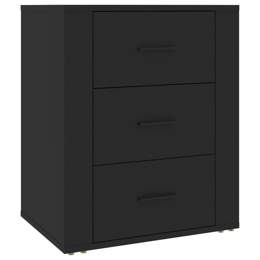 vidaXL Mesita de noche madera contrachapada negro 50x36x60 cm