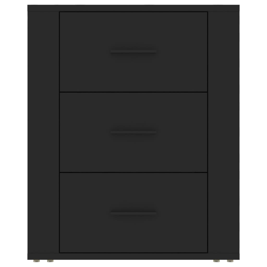 vidaXL Mesita de noche madera contrachapada negro 50x36x60 cm