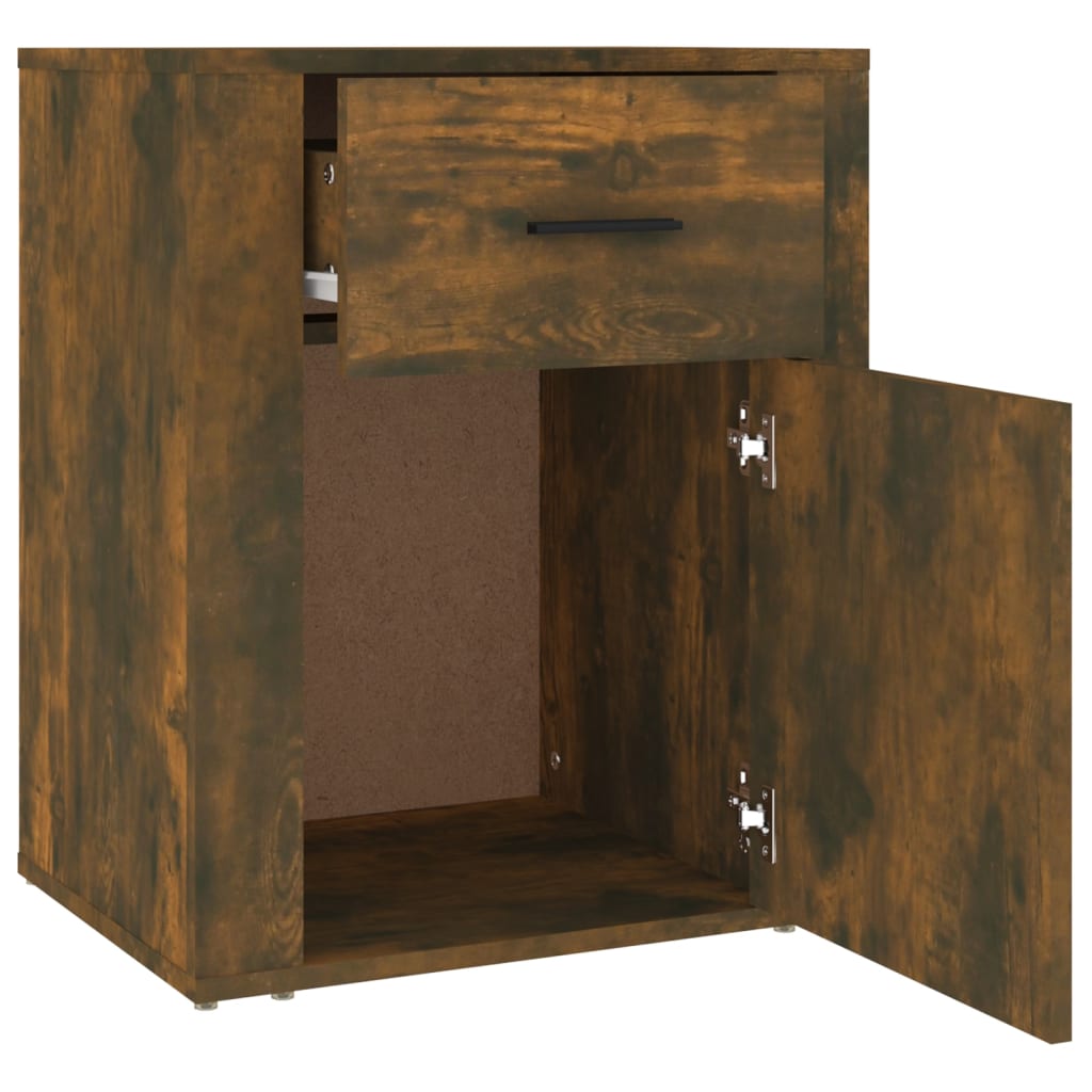 vidaXL Mesita de noche madera contrachapada roble ahumado 50x36x60 cm