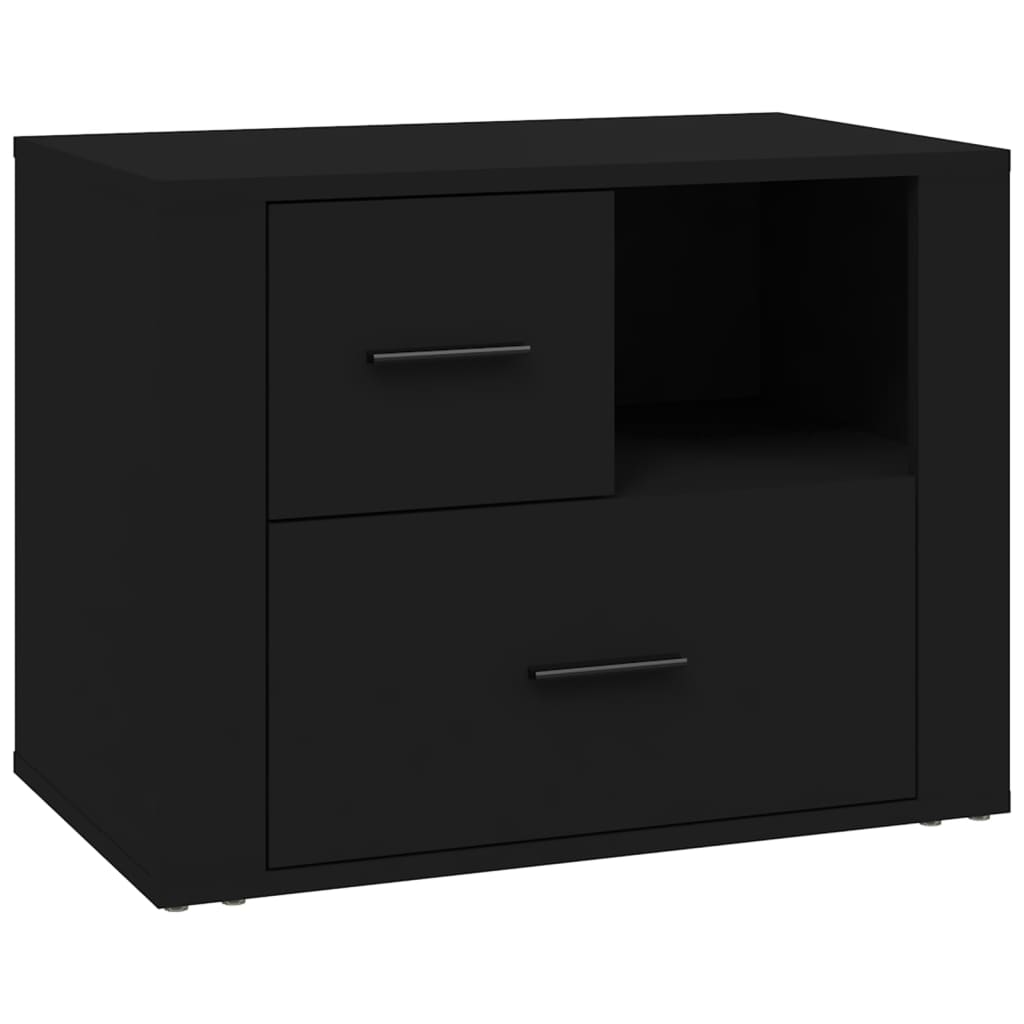 vidaXL Mesita de noche madera contrachapada negro 60x36x45 cm