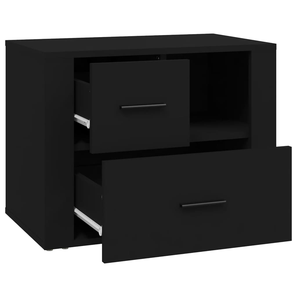 vidaXL Mesita de noche madera contrachapada negro 60x36x45 cm