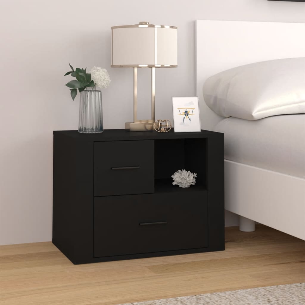 vidaXL Mesita de noche madera contrachapada negro 60x36x45 cm