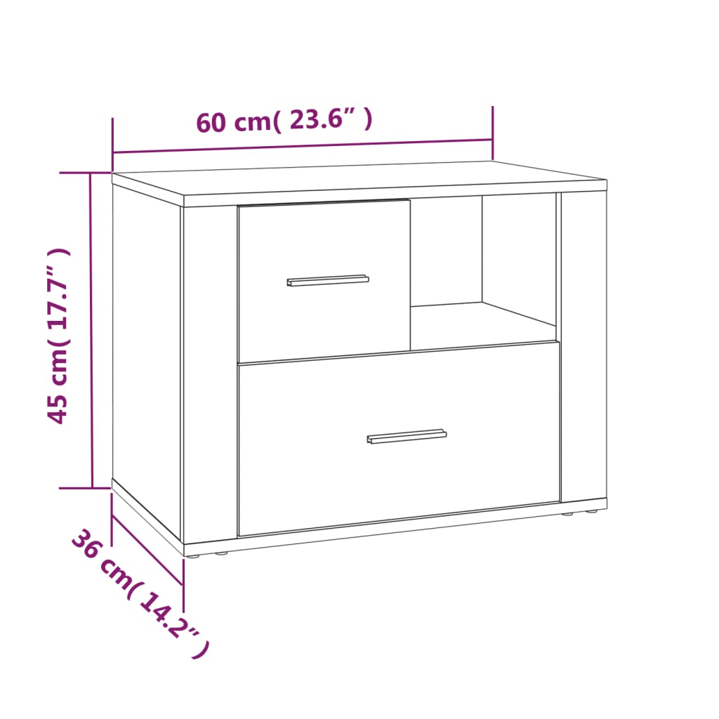 vidaXL Mesita de noche madera contrachapada gris hormigón 60x36x45 cm