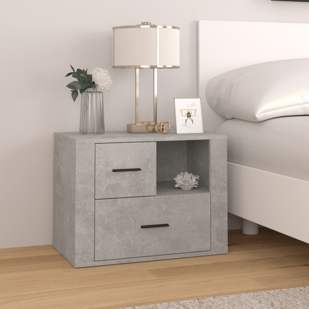 vidaXL Mesita de noche madera contrachapada gris hormigón 60x36x45 cm