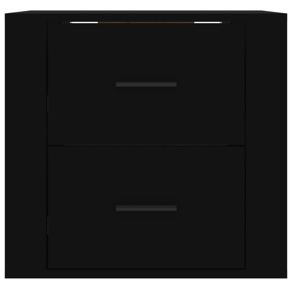 vidaXL Mesita de noche de pared negro 50x36x47 cm