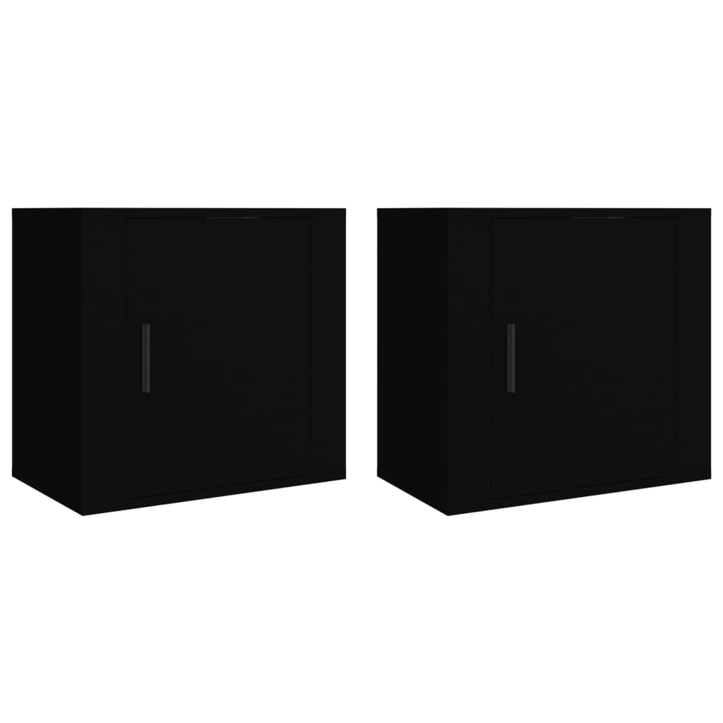 vidaXL Mesitas de noche de pared 2 uds negro 50x30x47 cm