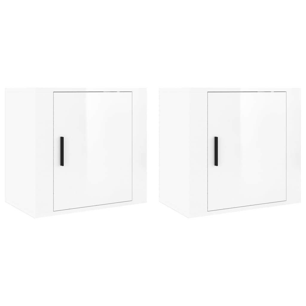 vidaXL Mesitas de noche de pared 2 uds blanco brillante 50x30x47 cm