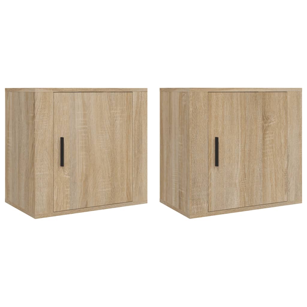 vidaXL Mesitas de noche de pared 2 uds color roble Sonoma 50x30x47 cm