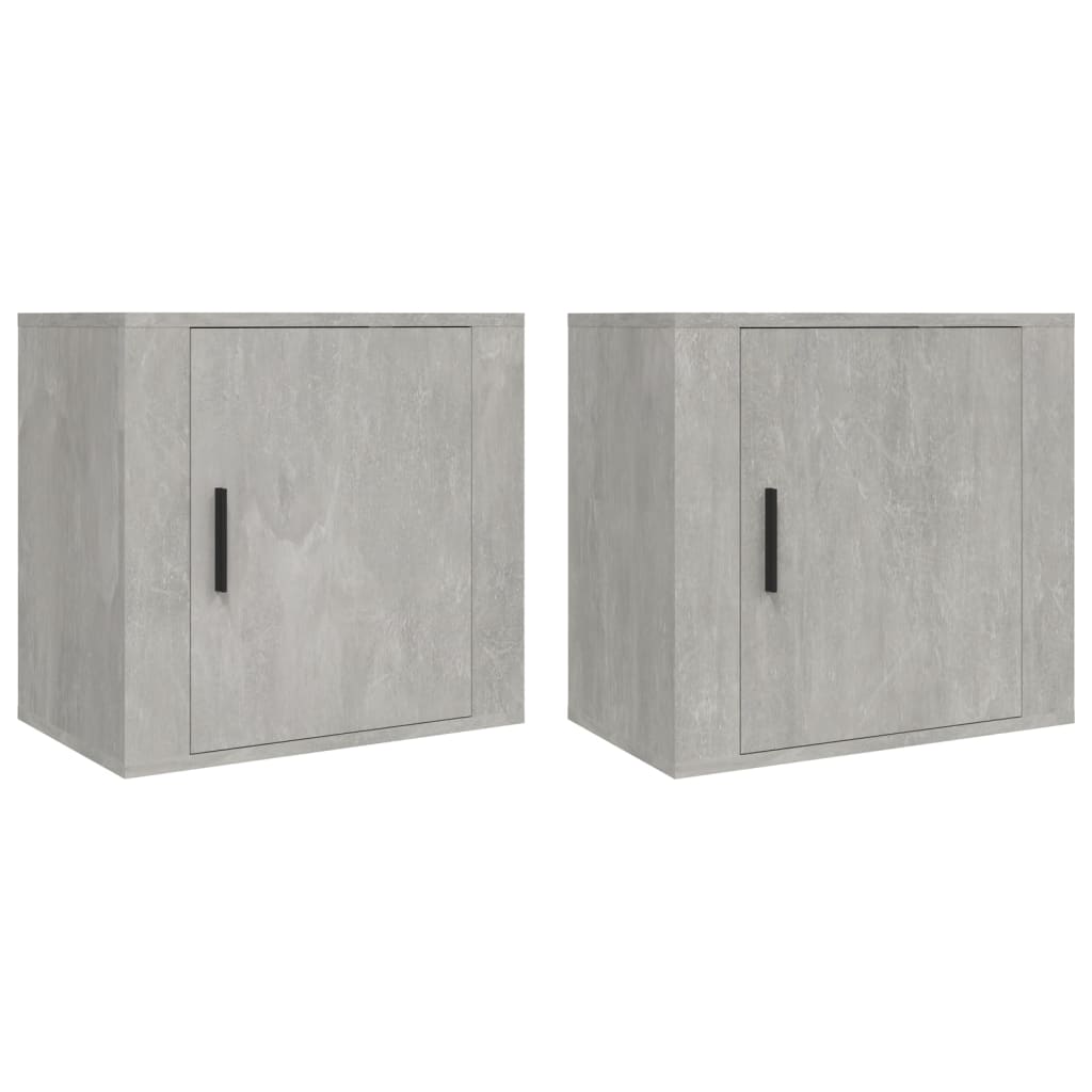 vidaXL Mesitas de noche de pared 2 uds gris hormigón 50x30x47 cm