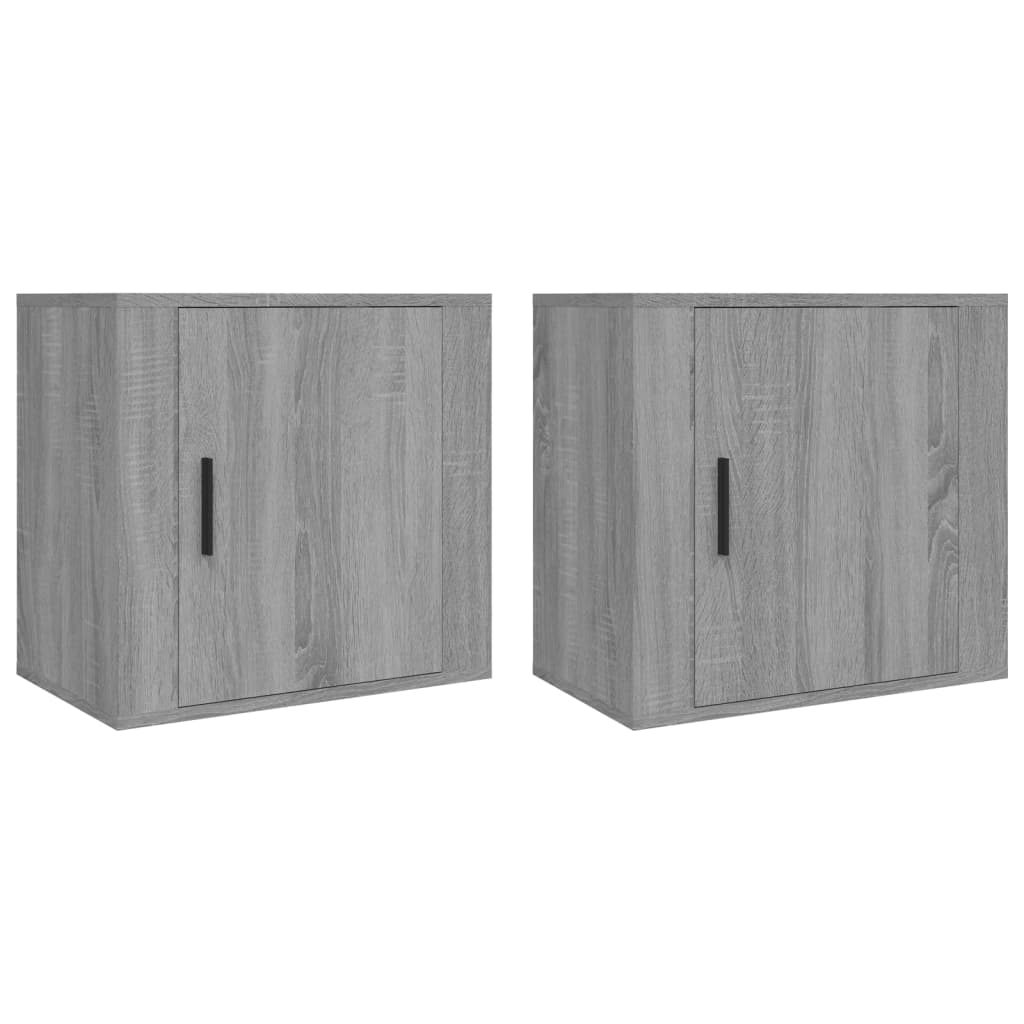 vidaXL Mesitas de noche de pared 2 uds gris Sonoma 50x30x47 cm