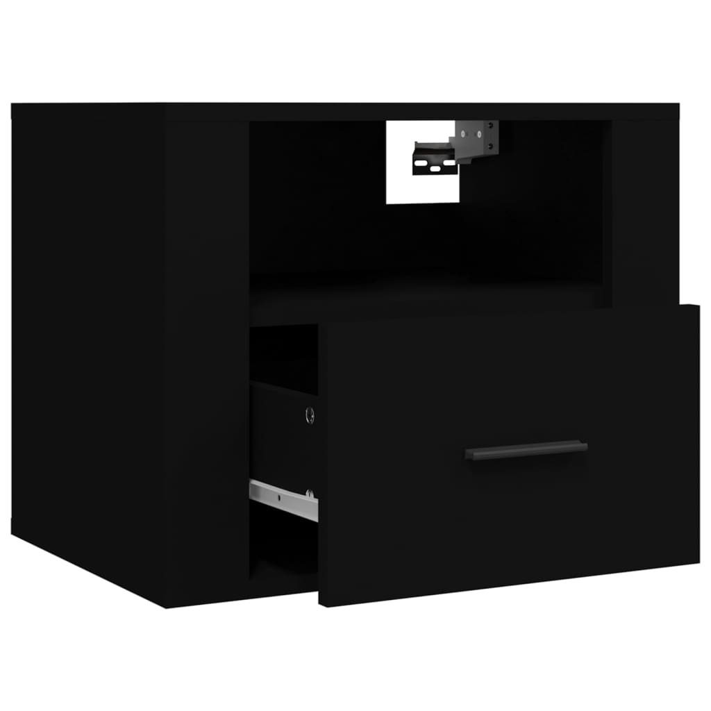 vidaXL Mesitas de noche de pared 2 uds negro 50x36x40 cm