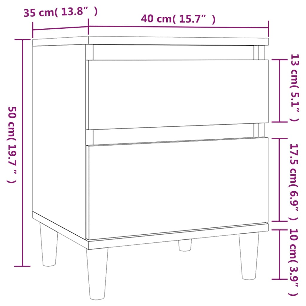 vidaXL Mesitas de noche 2 unidades roble ahumado 40x35x50 cm