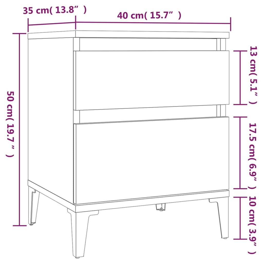 vidaXL Mesitas de noche 2 unidades roble Sonoma 40x35x50 cm