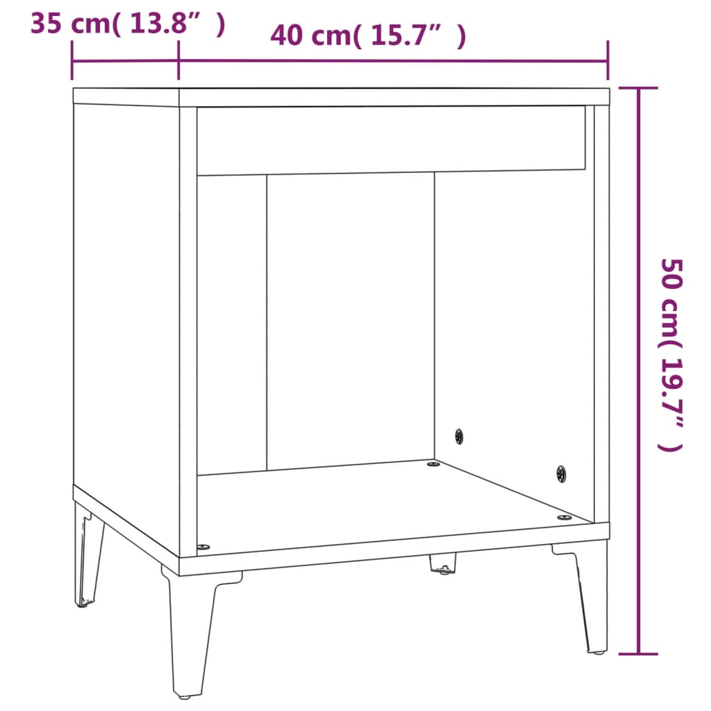 vidaXL Mesitas de noche 2 unidades blanco brillante 40x35x50 cm