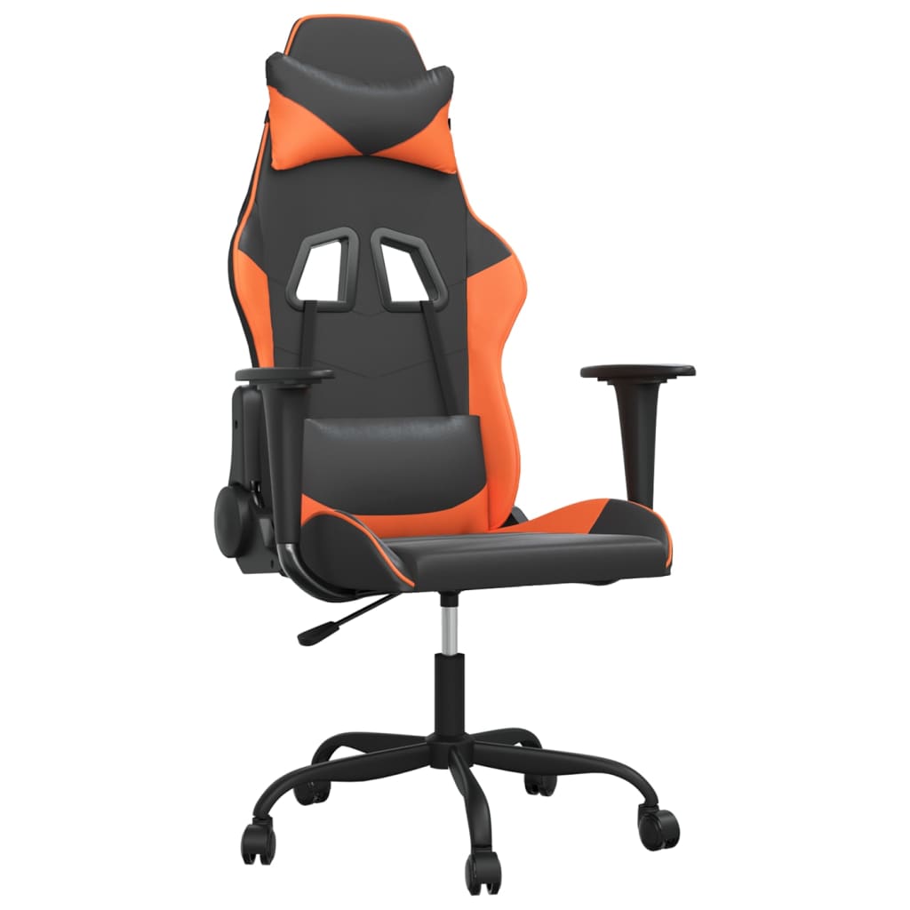 vidaXL Silla gaming cuero sintético negro y naranja