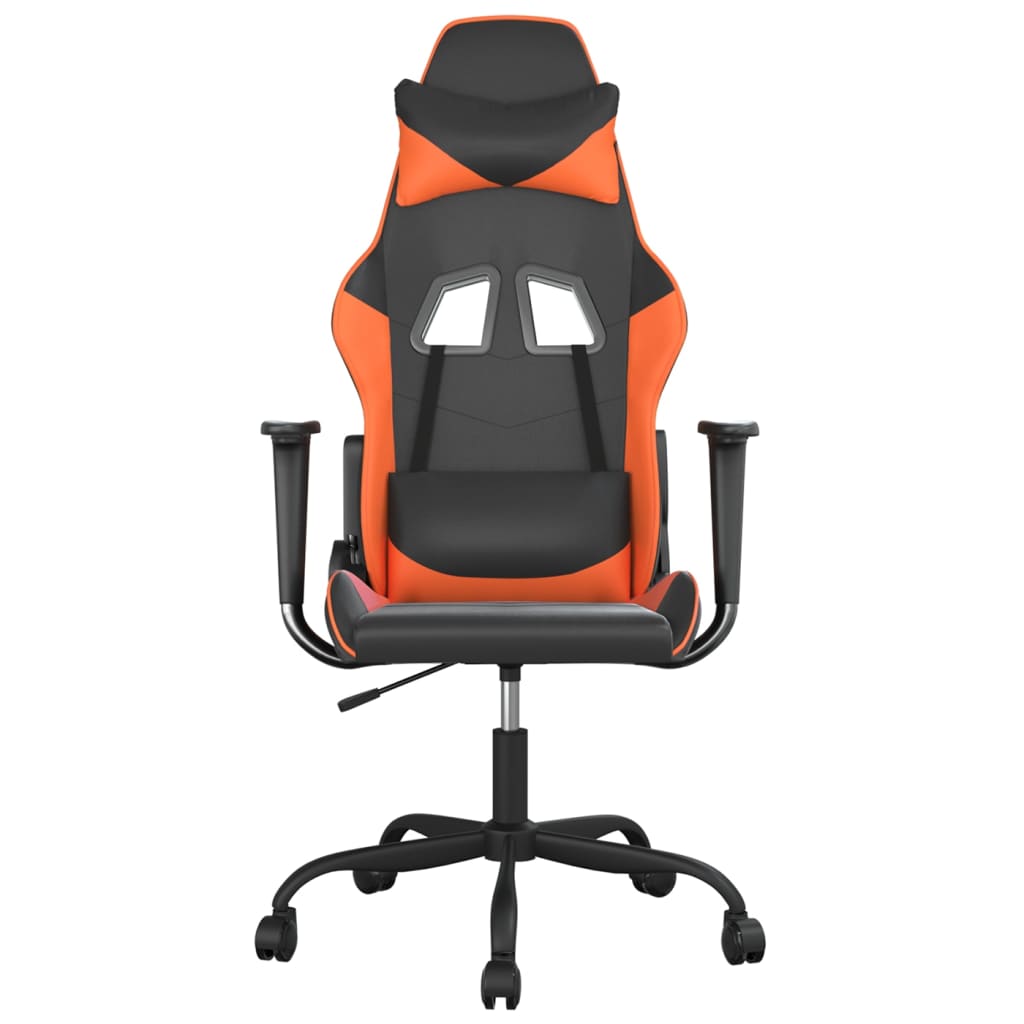 vidaXL Silla gaming cuero sintético negro y naranja