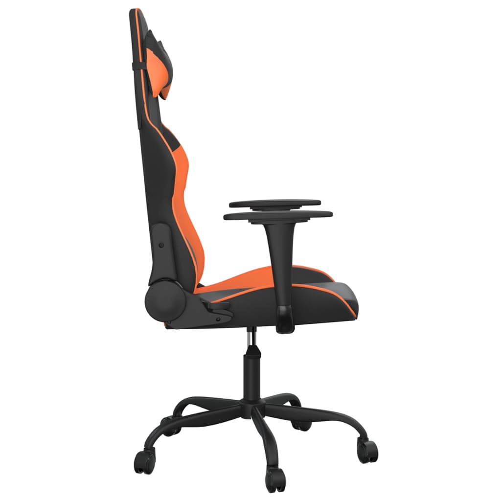 vidaXL Silla gaming cuero sintético negro y naranja