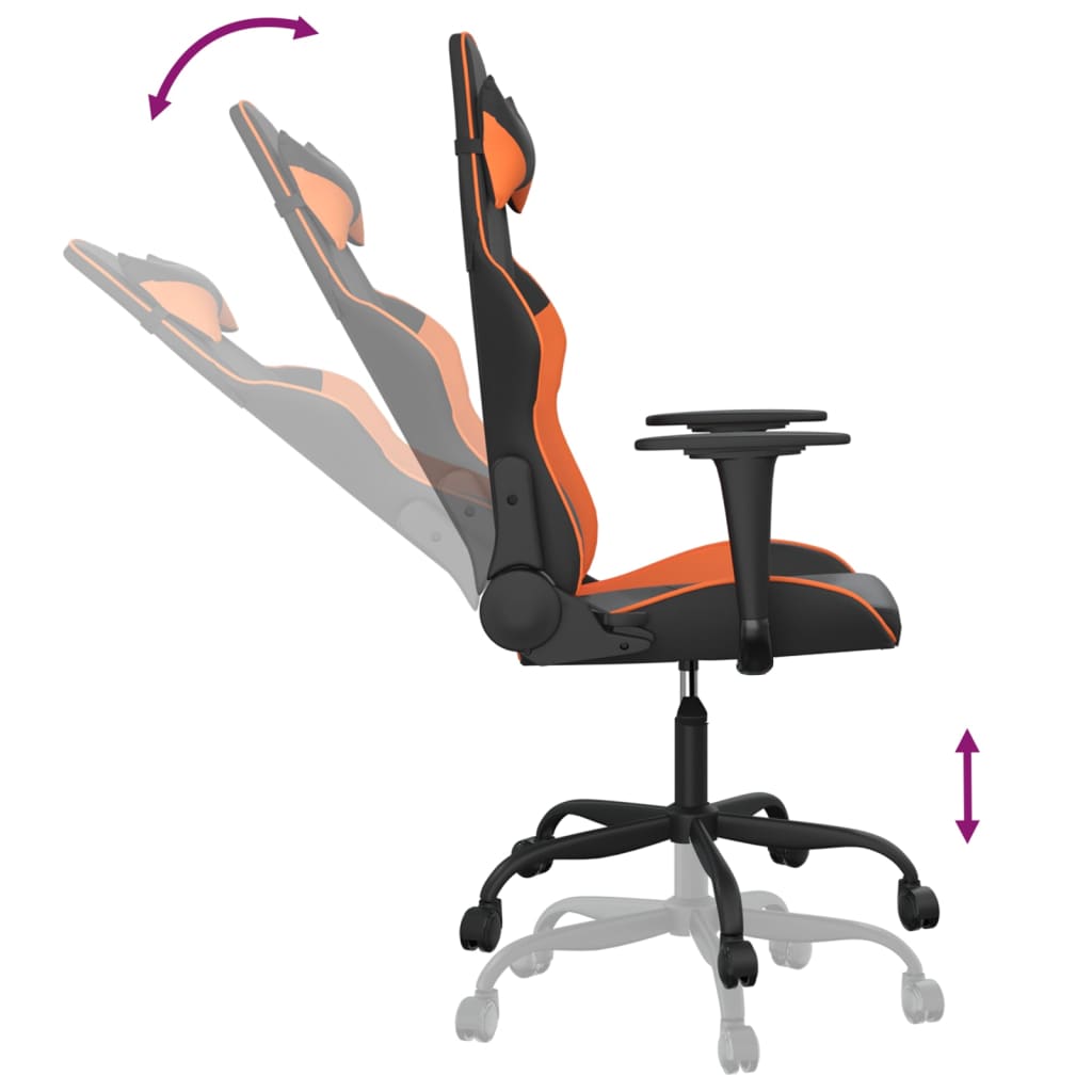 vidaXL Silla gaming cuero sintético negro y naranja