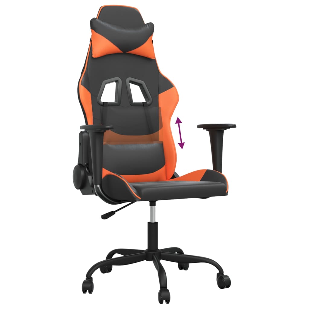 vidaXL Silla gaming cuero sintético negro y naranja