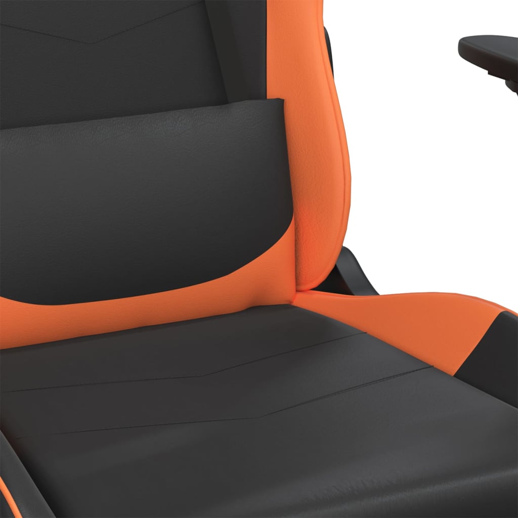 vidaXL Silla gaming cuero sintético negro y naranja